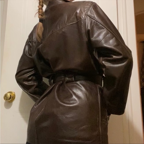 [SOLD] Brown Dimitri Belted Leather Jacket - Picture 4 of 6